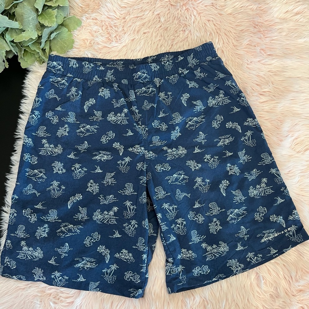 Columbia PFG Omni Shade Blue Tropical Beach Lined Swim Trunks Boys Sz‎ XL 18/20